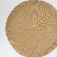 Woven Placemat with Tassel Edge Tan