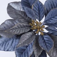 Mettalic & Velvet Single Large Poinsettia Blue