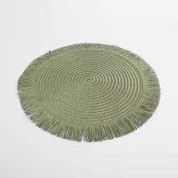 Woven Placemat with Tassel Edge Olive Green