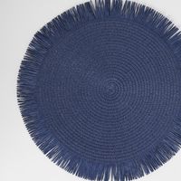 Woven Placemat with Tassel Edge Navy Blue