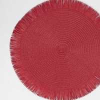 Woven Placemat with Tassel Edge Red