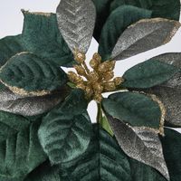 Mettalic & Velvet Single Large Poinsettia Green