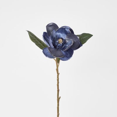 Single Magnolia with 2 Leaves Blue