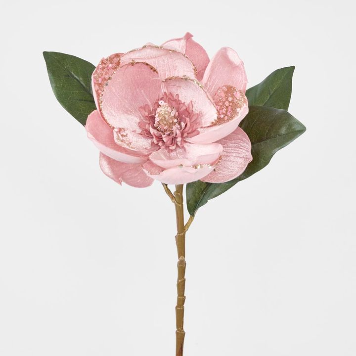 Single Mangolia with 2 Leaves Pink