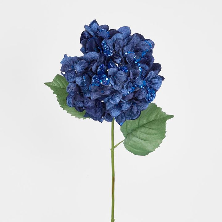 Single Hydrangea with 2 Leaves Blue