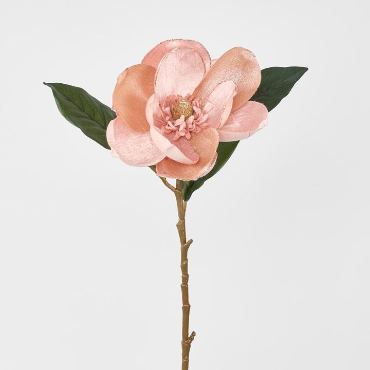 Single Magnolia with 2 Leaves Peach