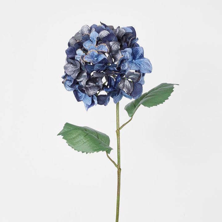 Single Hydrangea with 2 Leaves Blue