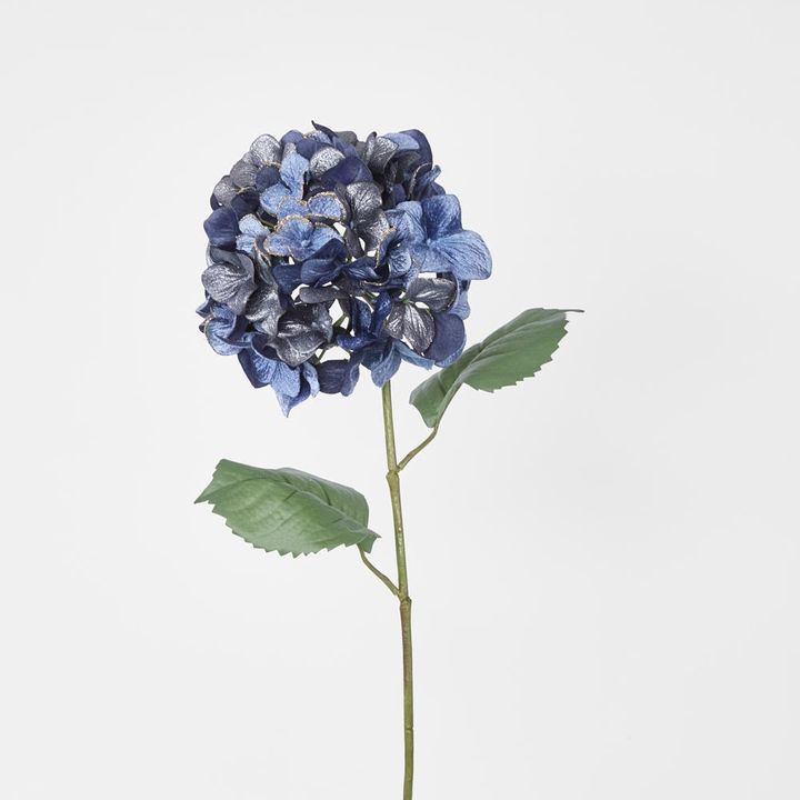 Single Hydrangea with 2 Leaves Blue