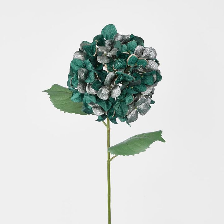 Single Hydrangea with 2 Leaves Green