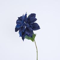 Single Large Velvet & Glitter Poinsettia Blue