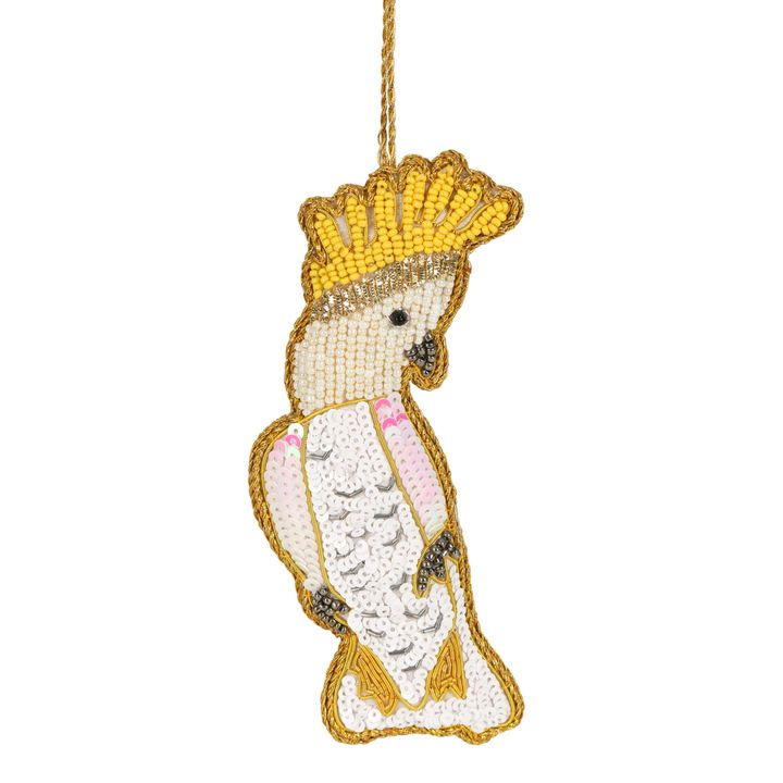 Yellow Crested Cockatoo Hanging Tree Decoration