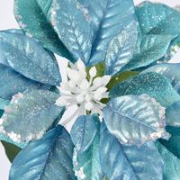 Single LargeGlitter Poinsettia Teal