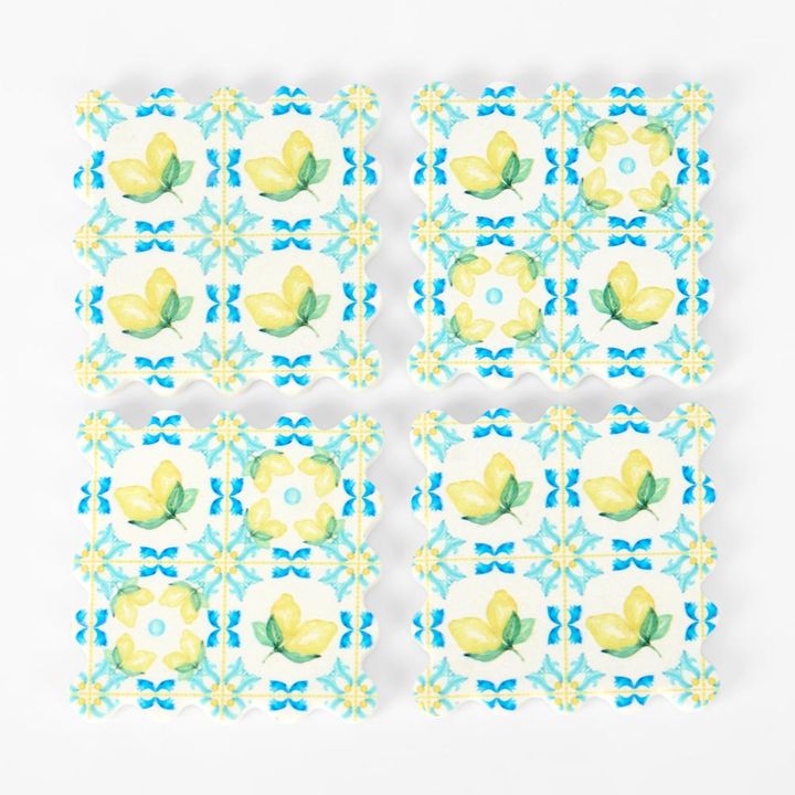 La Dolce Vita Assorted Lemon Coasters - Set of 4