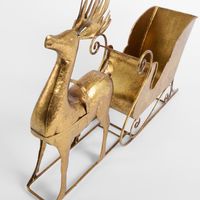 Golden Reindeer & Sleigh Table Decoration