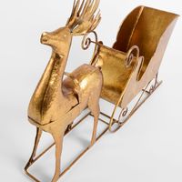 Golden Reindeer & Sleigh Table Decoration