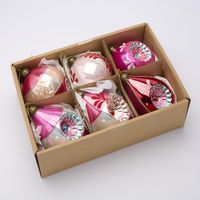 Vintage Guilded Magenta Ornaments - Box Set of 6