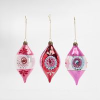 Vintage Guilded Magenta Ornaments - Box Set of 6