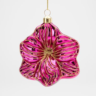 Hibiscus Glitter Decoration Fuchsia