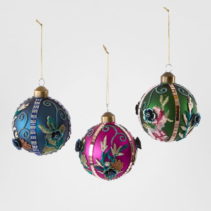 Brocade Mixed Baubles - Box Set of 3