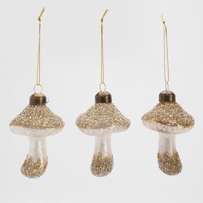 Champagne Glitter Mushrooms - Box Set of 3