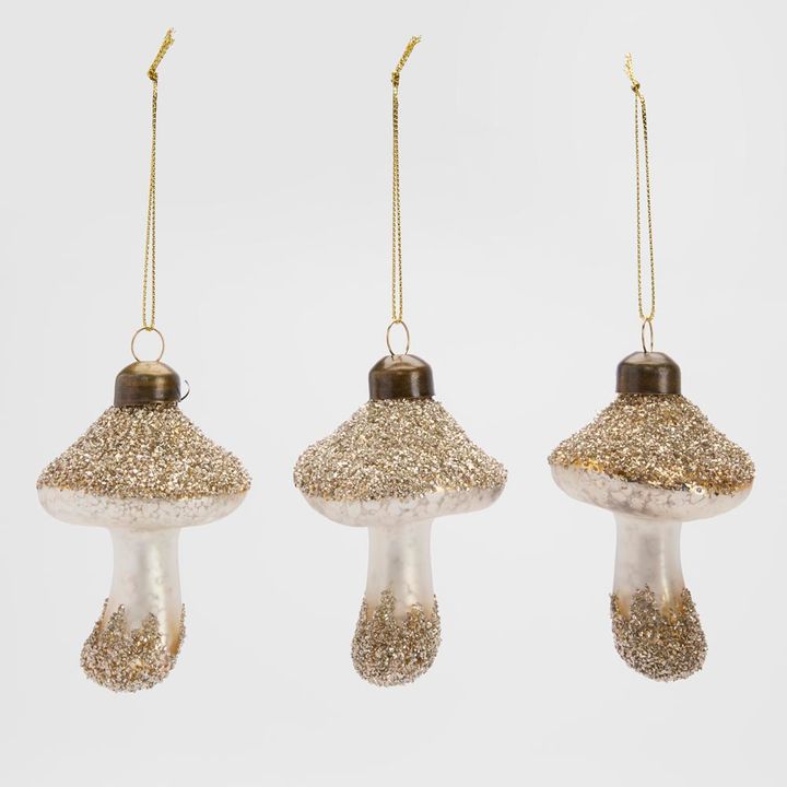 Champagne Glitter Mushrooms - Box Set of 3