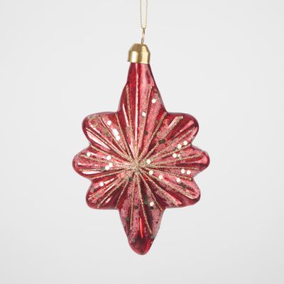 Majestic Scarlet Star Tree Decoration Red