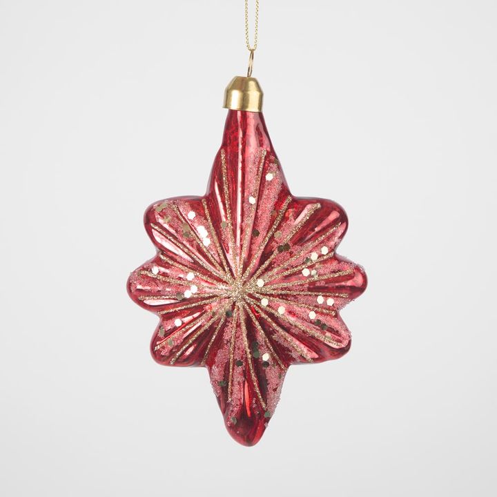 Majestic Scarlet Star Tree Decoration Red