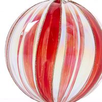 Scarlet Glass Striped Glass Bauble Red