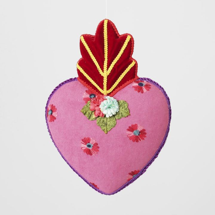 Floral Fiesta Heart Decoration Pink & Red