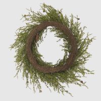 Pine Needle & Red Berry Wreath 90cm