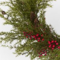 Pine Needle & Red Berry Wreath 90cm