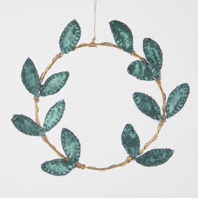 Handmade Mini Velvet Wreath Green