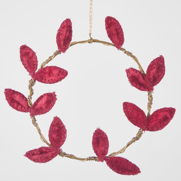 Handmade Mini Velvet Wreath Red