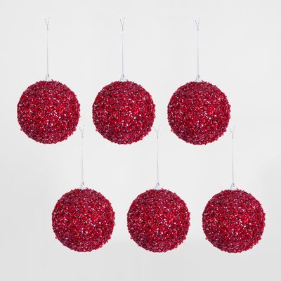 Ruby Crunch Bauble - Set of 6