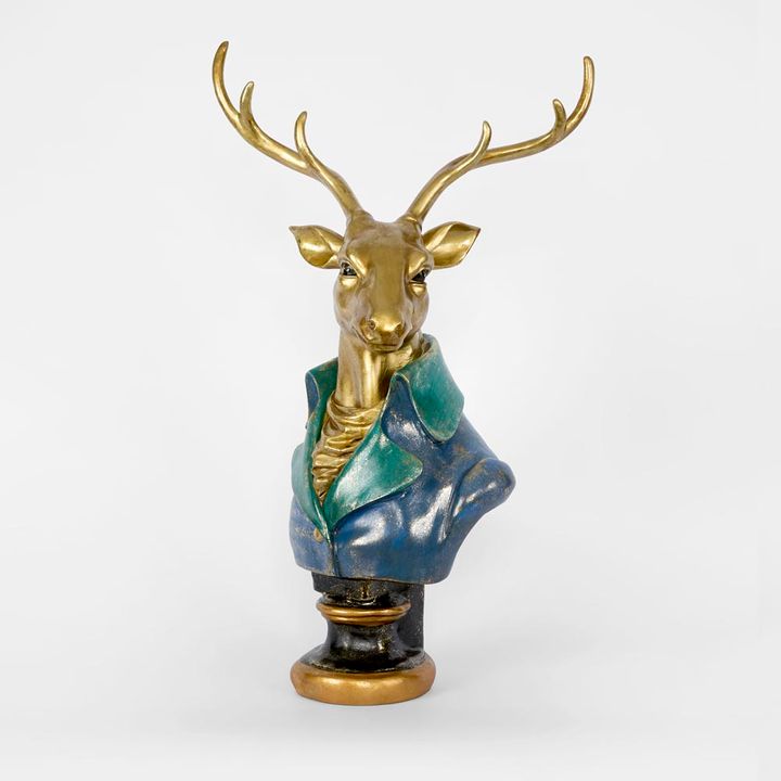 Golden Stag Bust Blue & Emerald Coat