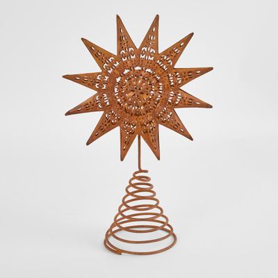 Rusty Etched Star Tree Topper