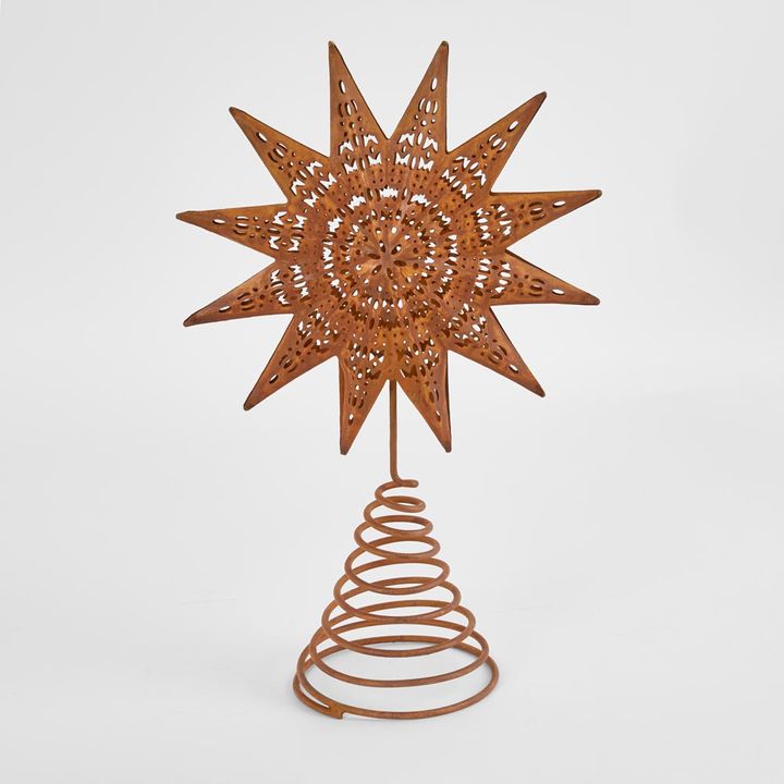 Rusty Etched Star Tree Topper