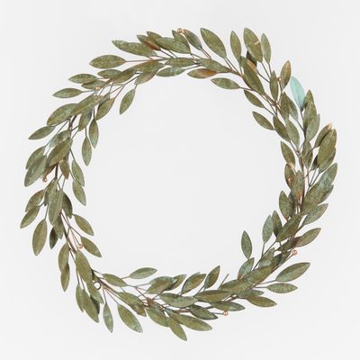 Tarnished Green Leaf Metal Wreath 55cm