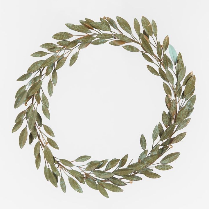 Tarnished Green Leaf Metal Wreath 55cm