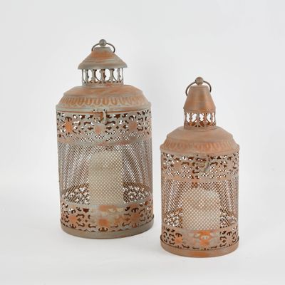 Tarnished Metal Lantern Set of 2