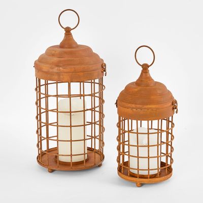 Rusty Wire Lantern Set of 2