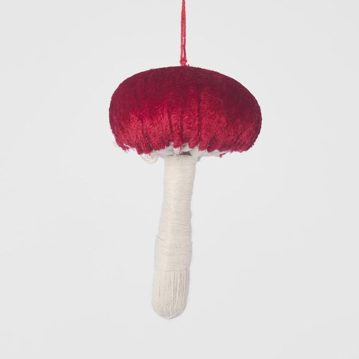 Mushroom Velvet Top Decoration Red