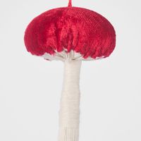 Mushroom Velvet Top Decoration Red