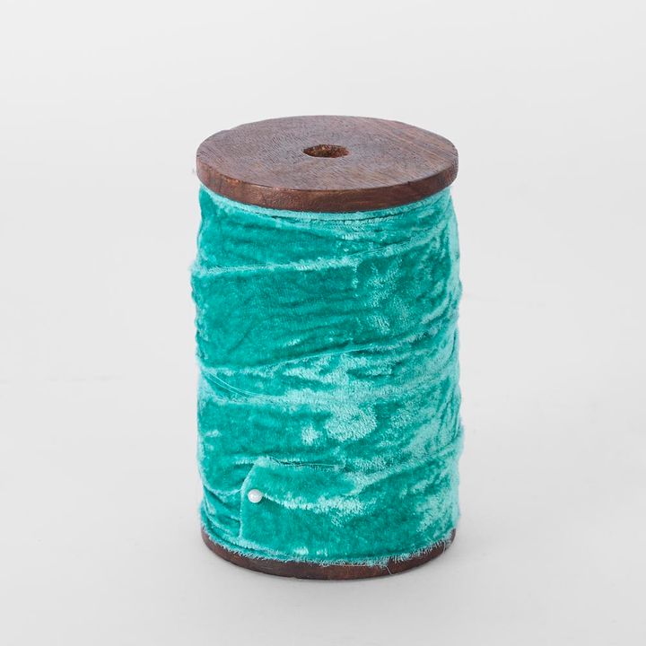 Frayed Velvet Ribbon Teal 30mm x 10m