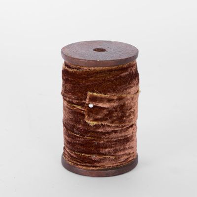 Frayed Velvet Ribbon Brown 30mm x 10m