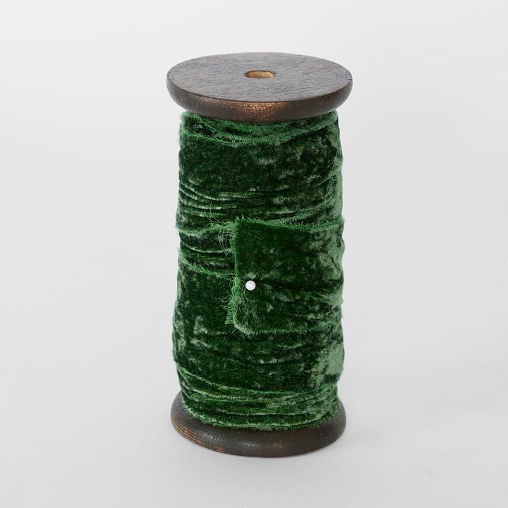 Frayed Velvet Ribbon Forest Green 50mm x 5m