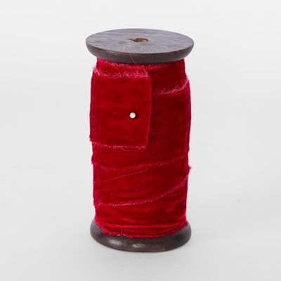 Frayed Velvet Ribbon Red 50mm x 5m