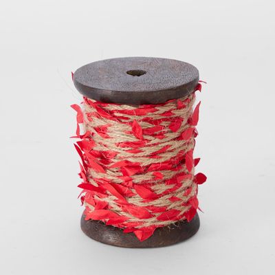 Vine Leaf Ribbon Red 10mm x 10m