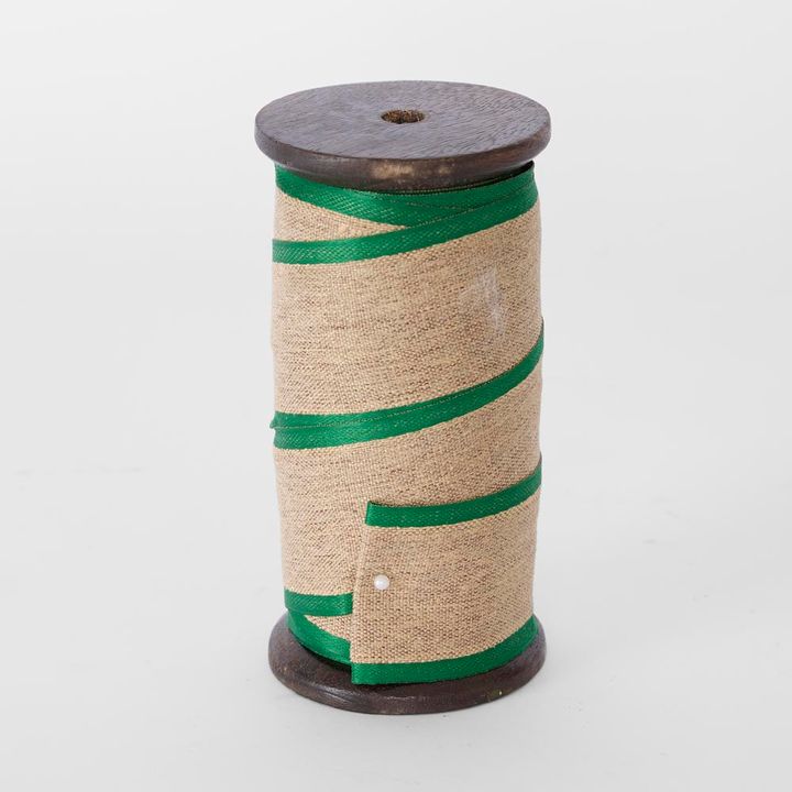 Jute Ribbon Green Trim 40mm x 10m