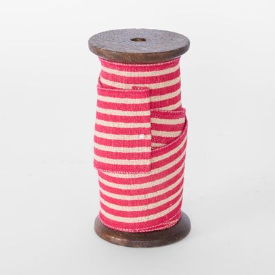 Carnivale Stripe Jute Ribbon Fuchsia 60mm x 5m